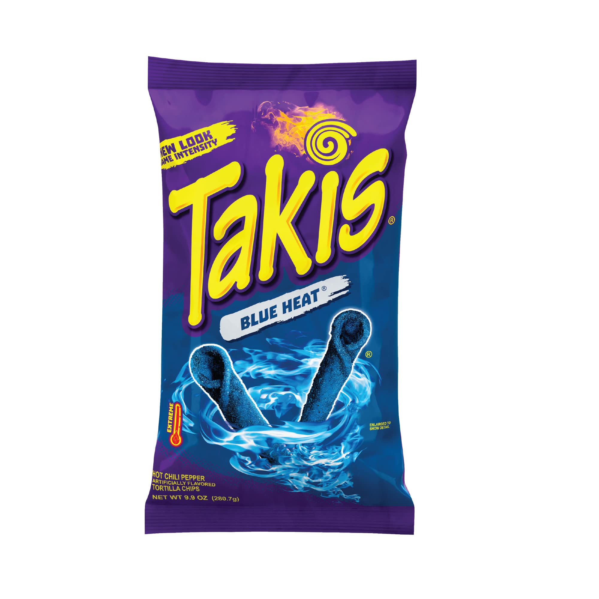 Takis Blue Heat Rolled Tortilla Chips, Hot Chili Pepper Artificially Flavored, 56 Gram